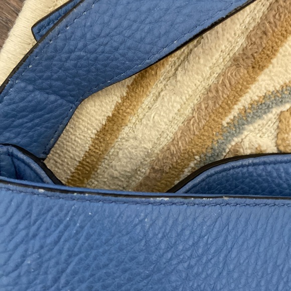 Cole Haan Blue/Lilac Soft Pebble Leather Hobo Style Shoulder Bag. - Picture 13 of 14